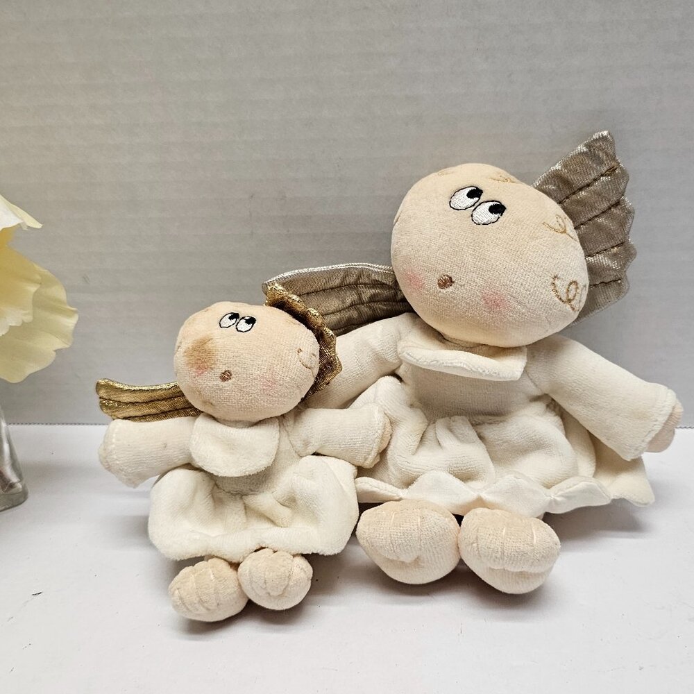 2 Russ Berrie Kirks Kritters Angel Cheeks Mother Child Plush Decor Dolls